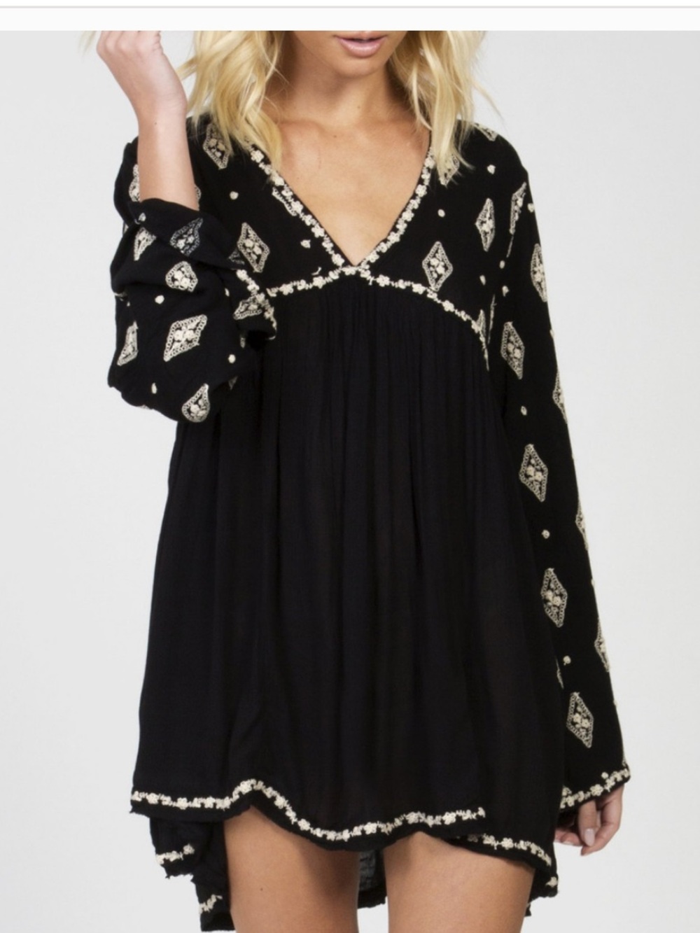 Free People Diamond Embroidered Tunic Top